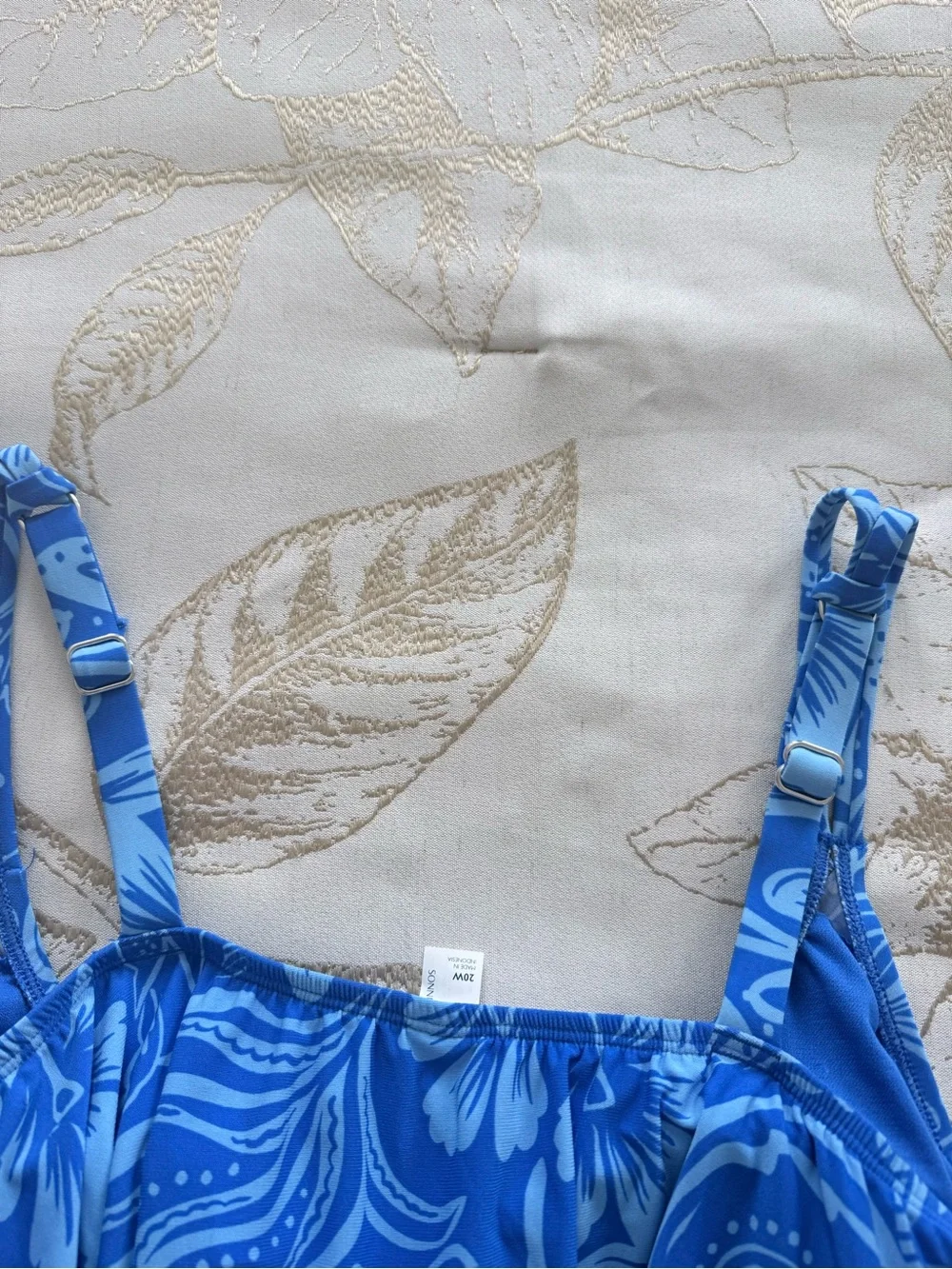 Blue Floral Swim Cami with Adjustable Straps